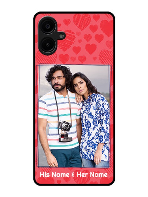 Custom Samsung Galaxy A06 Custom Glass Phone CaseWith Red Heart Symbols Design