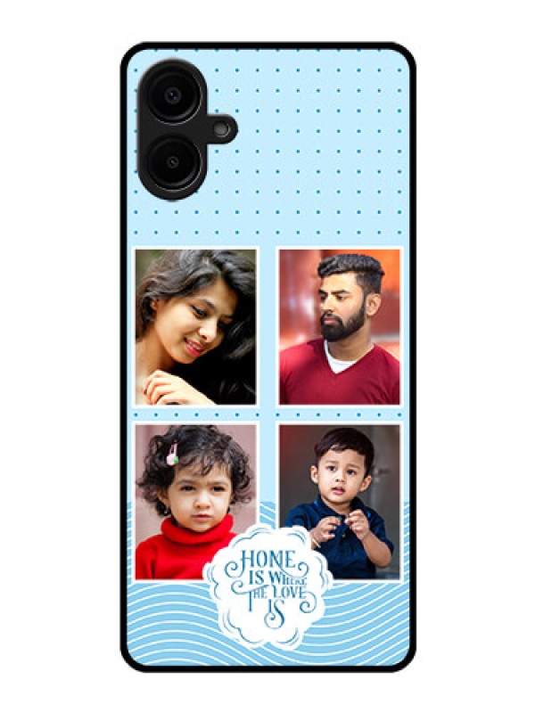 Custom Samsung Galaxy A06 Custom Glass Phone CaseCute Love Quote With 4 Pic Upload Design