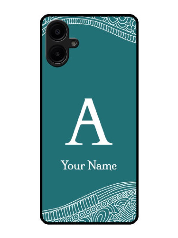 Custom Samsung Galaxy A06 Custom Glass Phone CaseLine Art Pattern With Custom Name Design