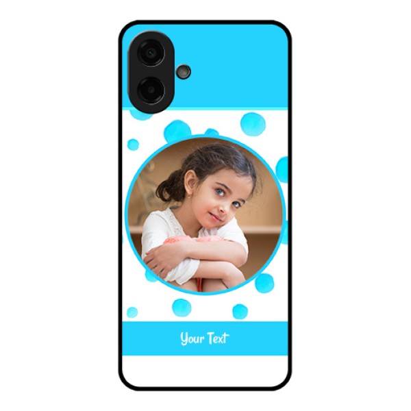 Samsung Galaxy A07 Custom Glass Phone Case - Blue Bubbles Pattern Design Samsung Galaxy A07 Custom Glass Phone Case - Blue Bubbles Pattern Design