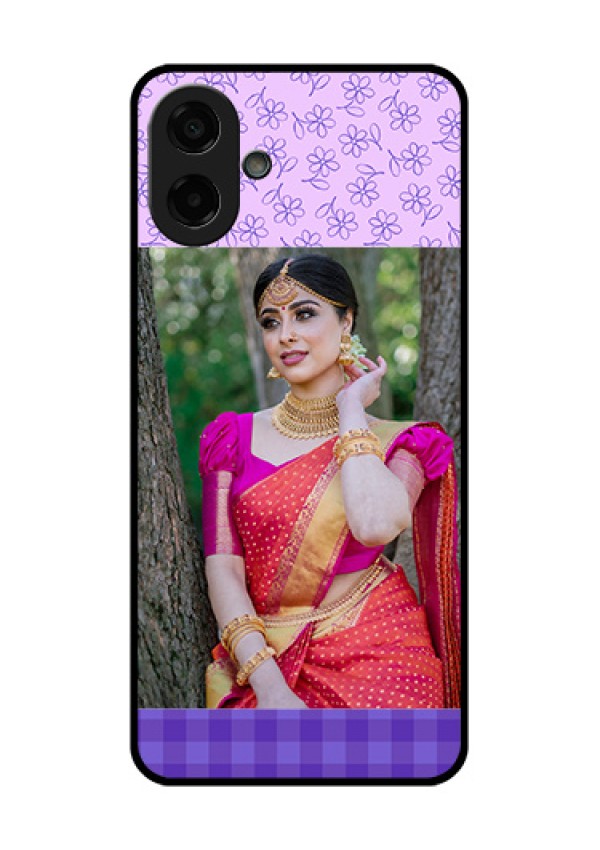 Samsung Galaxy A07 Custom Glass Phone Case - Purple Floral Design
