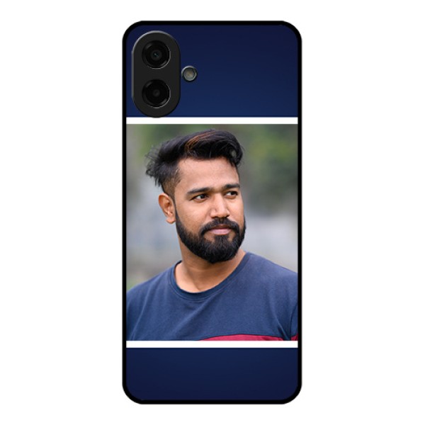 Samsung Galaxy A07 Custom Glass Phone Case - Simple Royal Blue Design Samsung Galaxy A07 Custom Glass Phone Case - Simple Royal Blue Design
