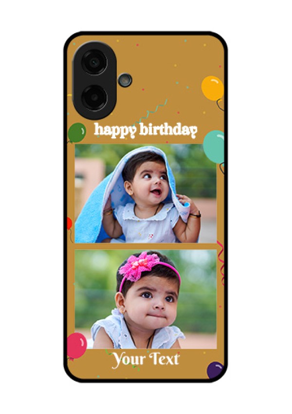 Samsung Galaxy A07 Custom Glass Phone Case - Image Holder With Birthday Celebrations Design