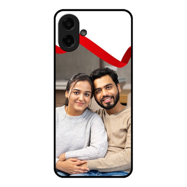 Samsung Galaxy A07 Custom Glass Phone Case - Red Ribbon Frame Design
