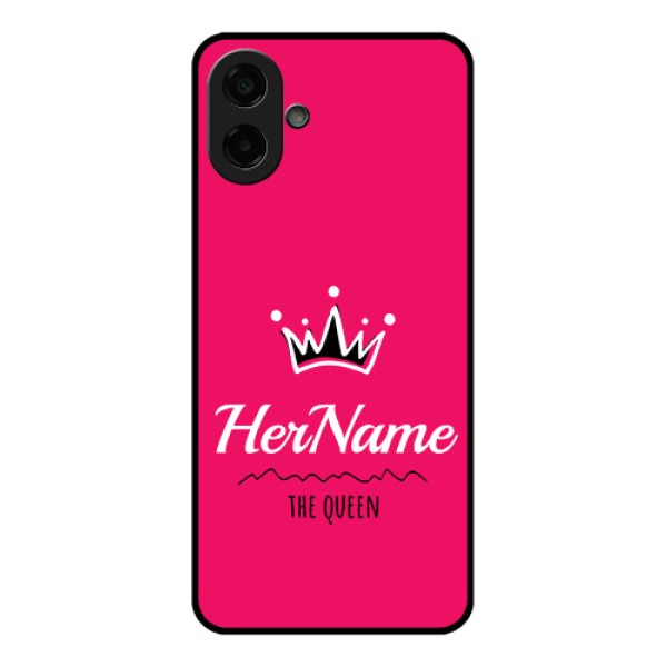 Samsung Galaxy A07 Custom Glass Phone Case - Queen With Name Design Samsung Galaxy A07 Custom Glass Phone Case - Queen With Name Design