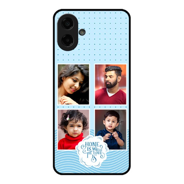 Samsung Galaxy A07 Custom Glass Phone Case - Cute Love Quote With 4 Pic Upload Design Samsung Galaxy A07 Custom Glass Phone Case - Cute Love Quote With 4 Pic Upload Design