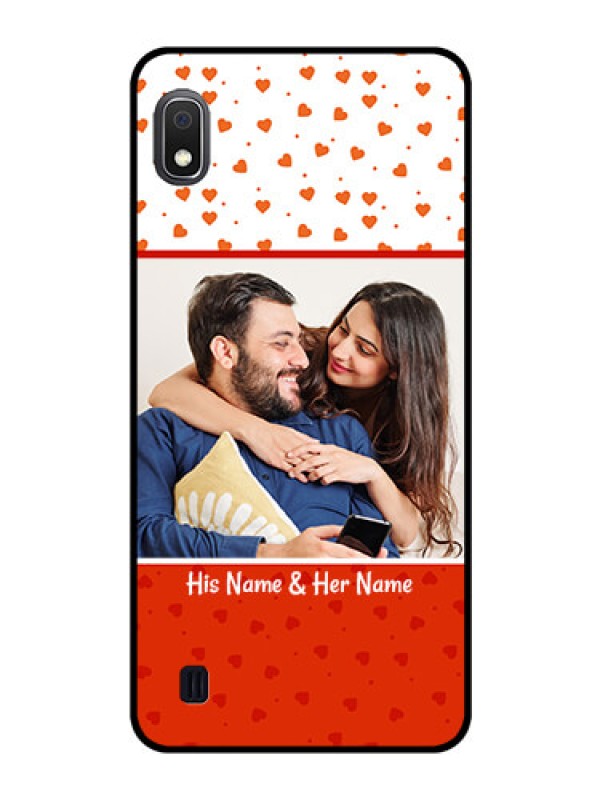 Custom Galaxy A10 Custom Glass Phone Case - Orange Love Symbol Design