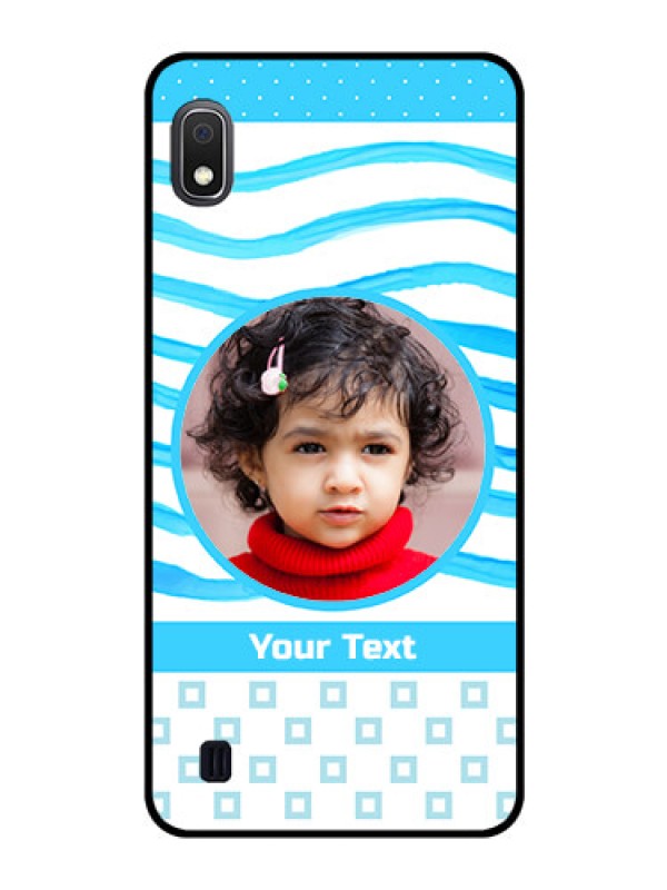 Custom Galaxy A10 Custom Glass Phone Case - Simple Blue Case Design