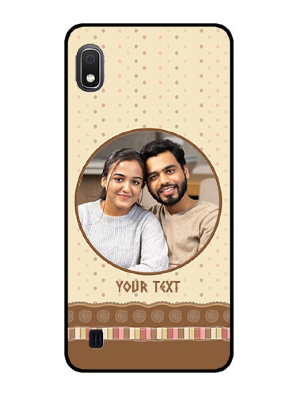 Custom Galaxy A10 Custom Glass Mobile Case - Brown Dotted Mobile Case Design