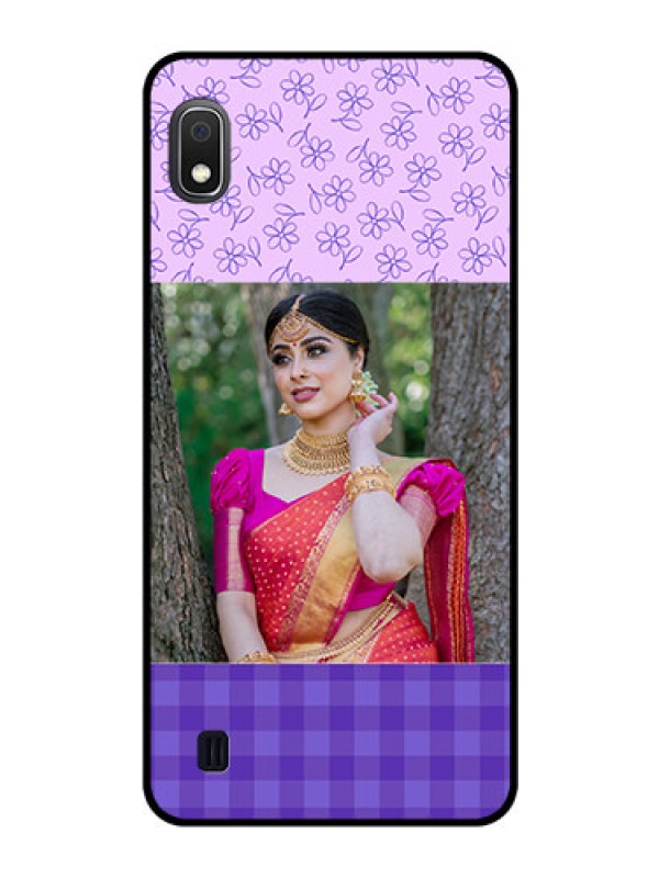 Custom Galaxy A10 Custom Glass Phone Case - Purple Floral Design