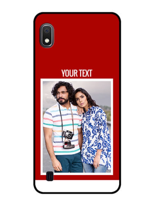 Custom Galaxy A10 Personalized Glass Phone Case - Simple Red Color Design