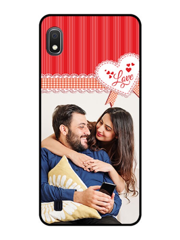 Custom Galaxy A10 Custom Glass Mobile Case - Red Love Pattern Design