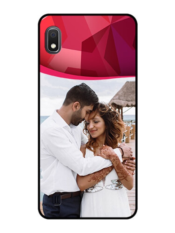 Custom Galaxy A10 Custom Glass Mobile Case - Red Abstract Design