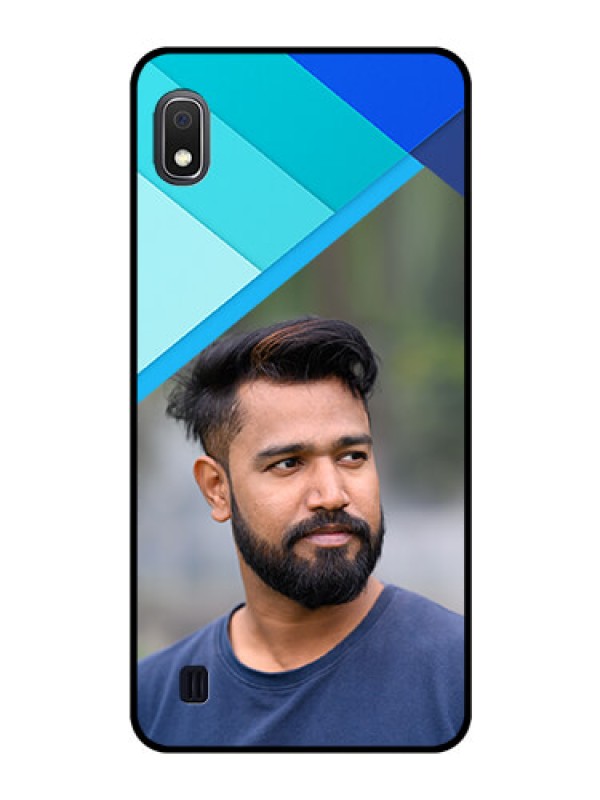Custom Galaxy A10 Custom Glass Phone Case - Blue Pattern Design