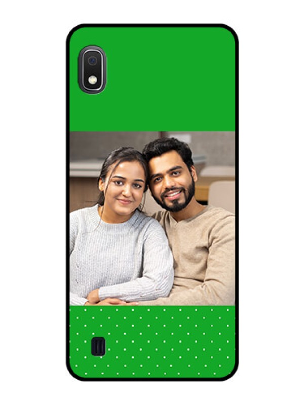 Custom Galaxy A10 Personalized Glass Phone Case - Green Pattern Design
