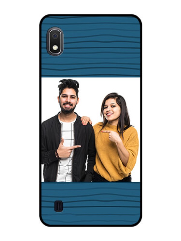 Custom Galaxy A10 Custom Glass Phone Case - Blue Pattern Cover Design