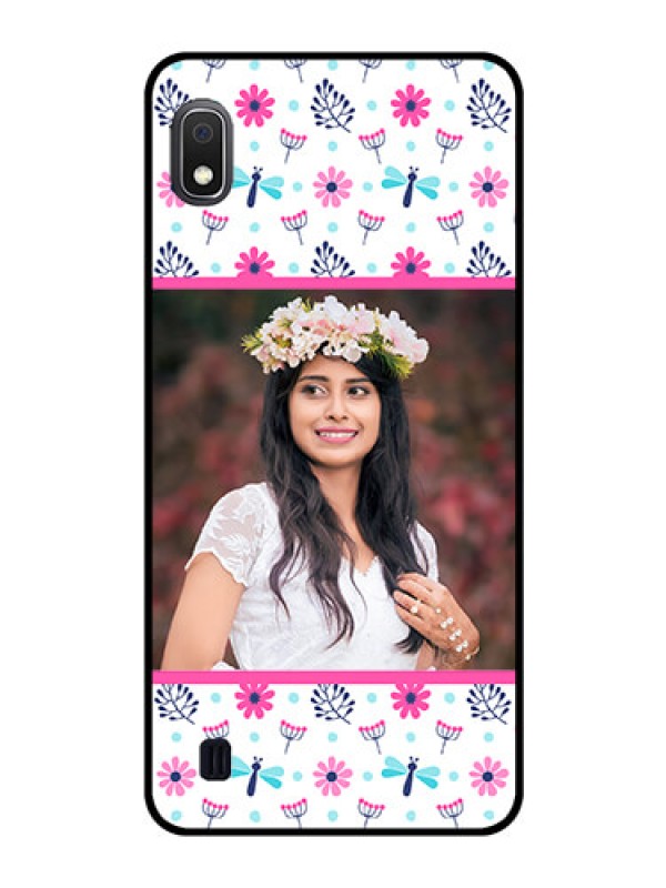 Custom Galaxy A10 Photo Printing on Glass Case - Colorful Flower Design