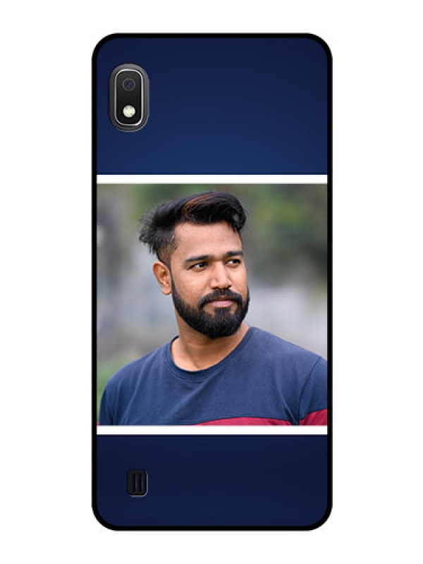 Custom Galaxy A10 Personalized Glass Phone Case - Simple Royal Blue Design