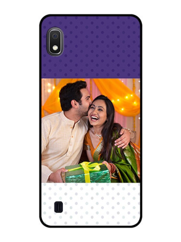 Custom Galaxy A10 Personalized Glass Phone Case - Violet Pattern Design