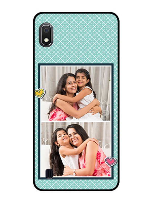Custom Galaxy A10 Custom Glass Phone Case - 2 Image Holder with Pattern Design