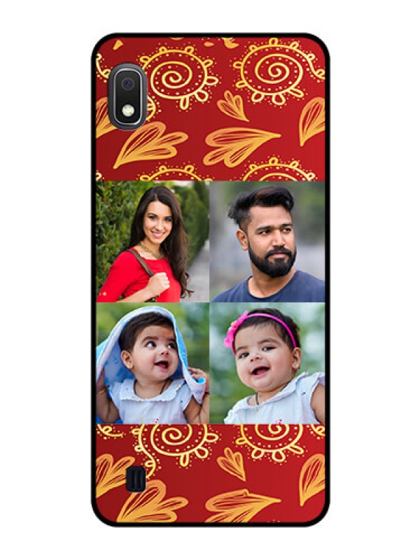 Custom Galaxy A10 Photo Printing on Glass Case - 4 Image Traditional Design