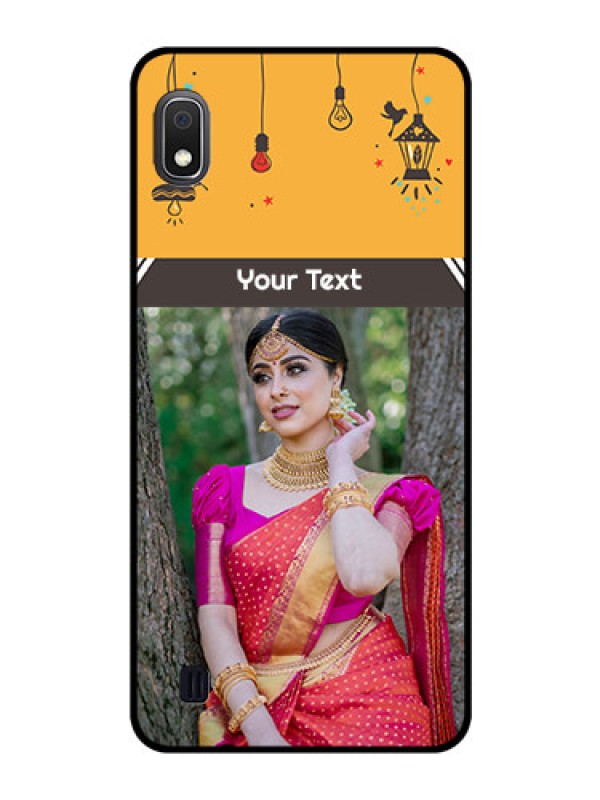 Custom Galaxy A10 Custom Glass Mobile Case - with Family Picture and Icons 