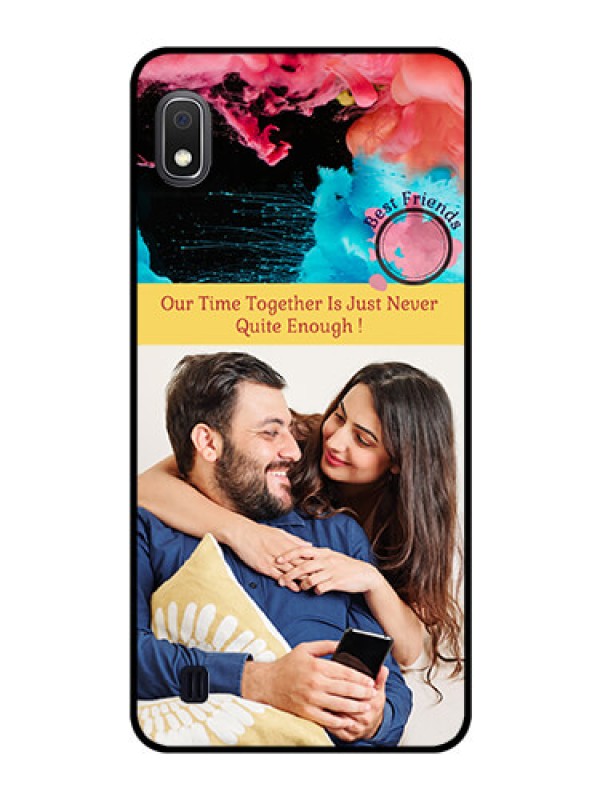 Custom Galaxy A10 Custom Glass Mobile Case - Quote with Acrylic Painting Design