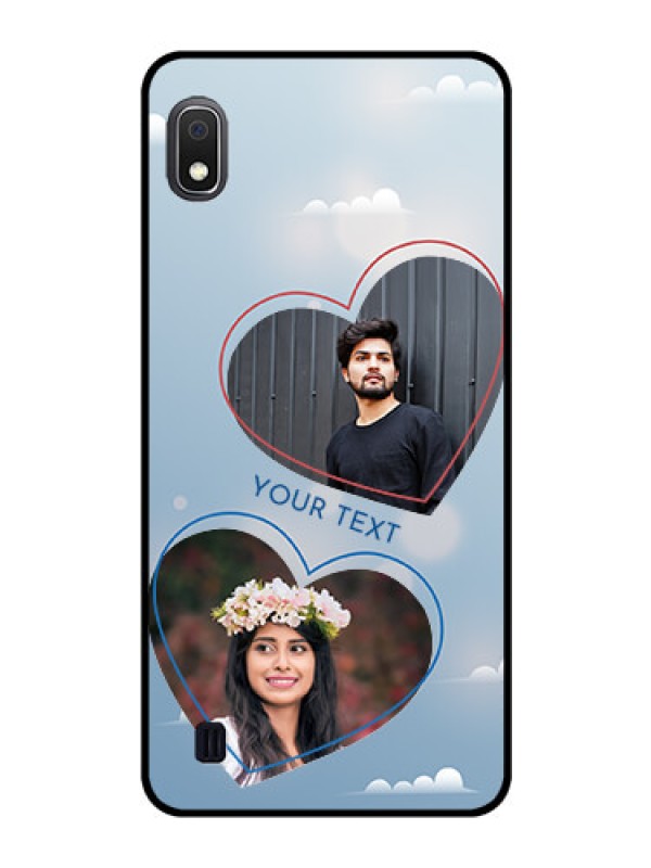 Custom Galaxy A10 Custom Glass Mobile Case - Blue Color Couple Design 