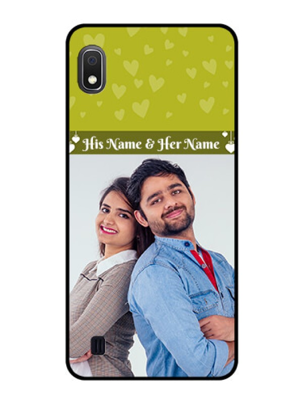 Custom Galaxy A10 Custom Glass Phone Case - You & Me Heart Design