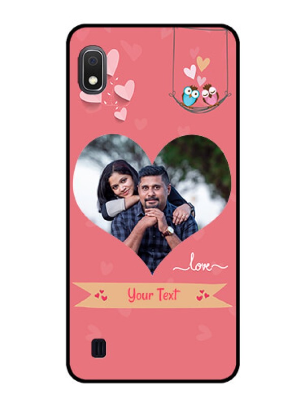 Custom Galaxy A10 Personalized Glass Phone Case - Peach Color Love Design 