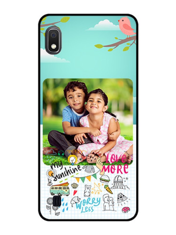 Custom Galaxy A10 Photo Printing on Glass Case - Doodle love Design