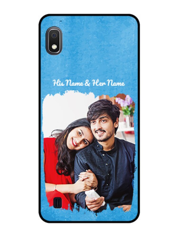 Custom Galaxy A10 Custom Glass Phone Case - Blue Color Vintage Design
