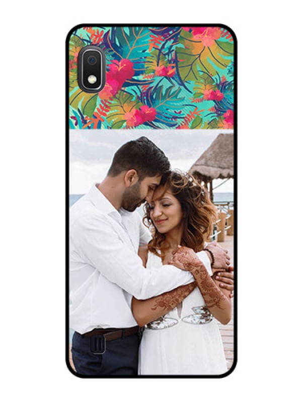 Custom Galaxy A10 Photo Printing on Glass Case - Watercolor Floral Design