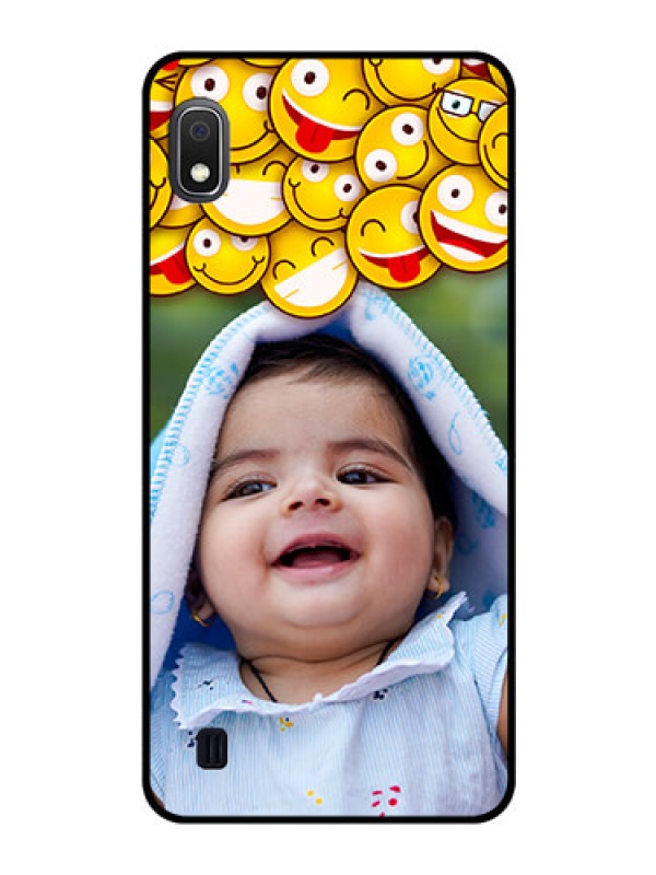 Custom Galaxy A10 Custom Glass Mobile Case - with Smiley Emoji Design