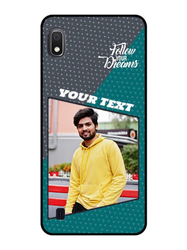 Custom Galaxy A10 Personalized Glass Phone Case - Background Pattern Design with Quote