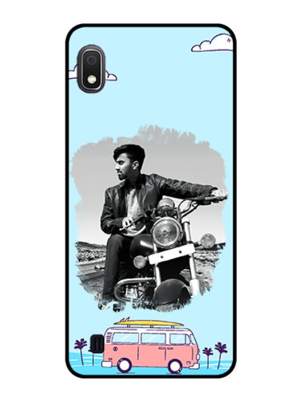 Custom Galaxy A10 Photo Printing on Glass Case - Travel & Adventure Design