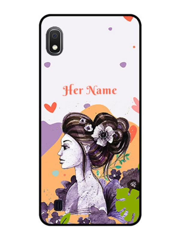 Custom Galaxy A10 Personalized Glass Phone Case - Woman And Nature Design