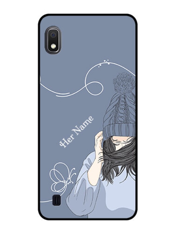 Custom Galaxy A10 Custom Glass Mobile Case - Girl in winter outfit Design