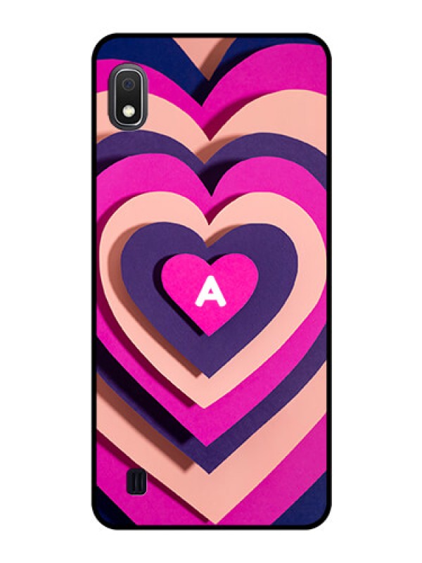 Custom Galaxy A10 Custom Glass Mobile Case - Cute Heart Pattern Design