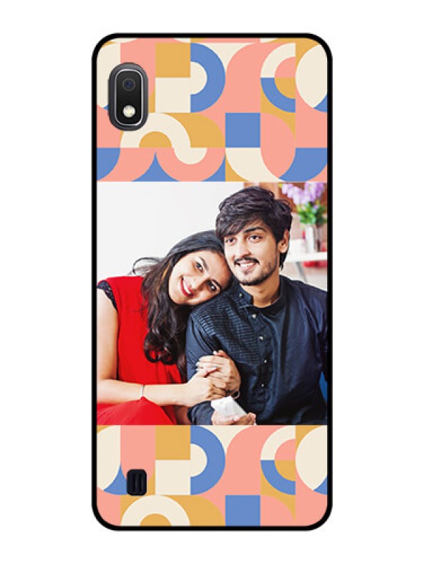 Custom Galaxy A10 Photo Printing on Glass Case - Semi-circle Maze Pattern Design