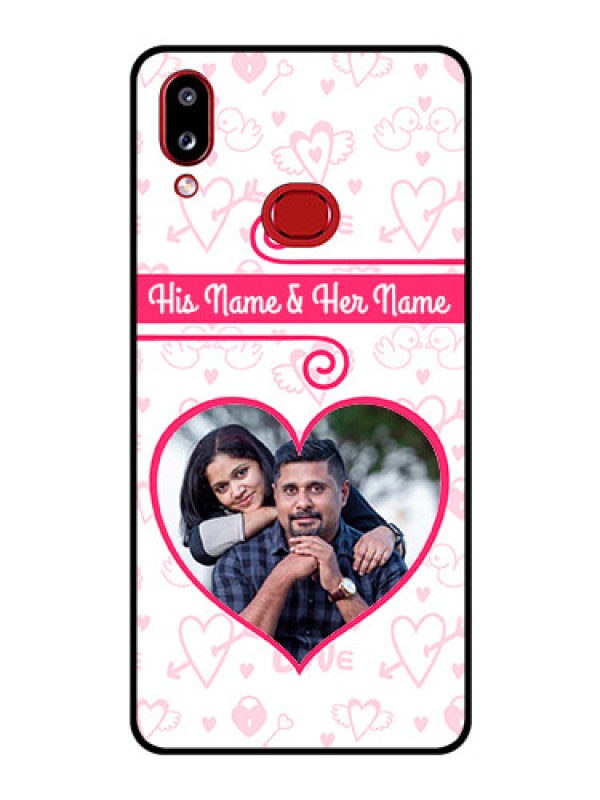 Custom Galaxy A10s Personalized Glass Phone Case - Heart Shape Love Design