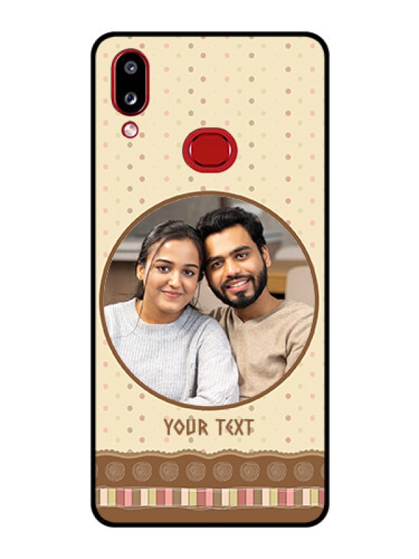 Custom Galaxy A10s Custom Glass Mobile Case - Brown Dotted Mobile Case Design