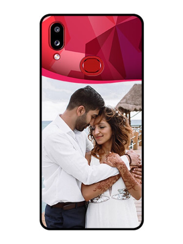 Custom Galaxy A10s Custom Glass Mobile Case - Red Abstract Design