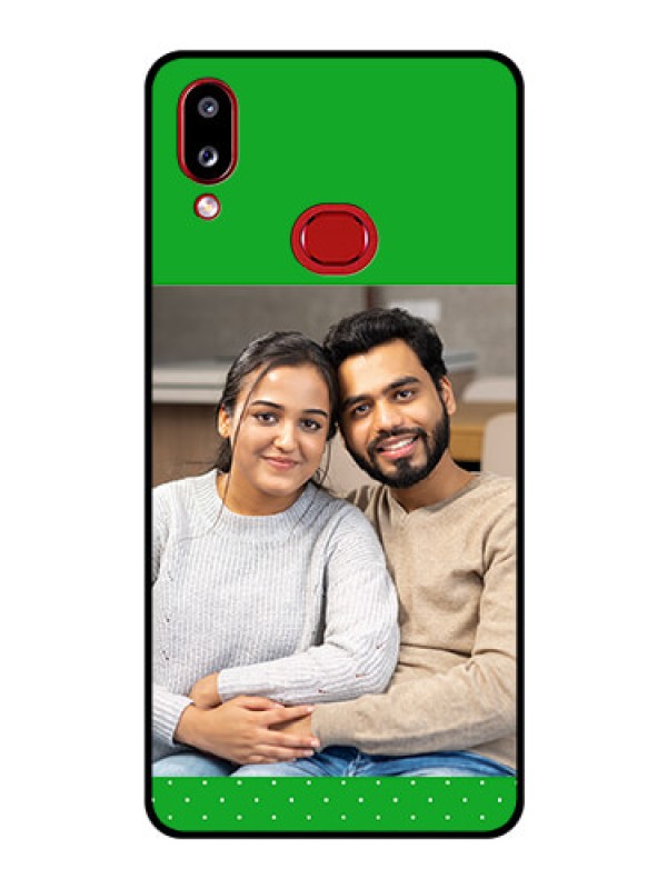 Custom Galaxy A10s Personalized Glass Phone Case - Green Pattern Design