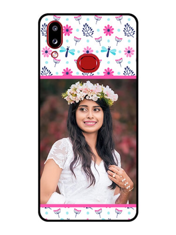 Custom Galaxy A10s Photo Printing on Glass Case - Colorful Flower Design
