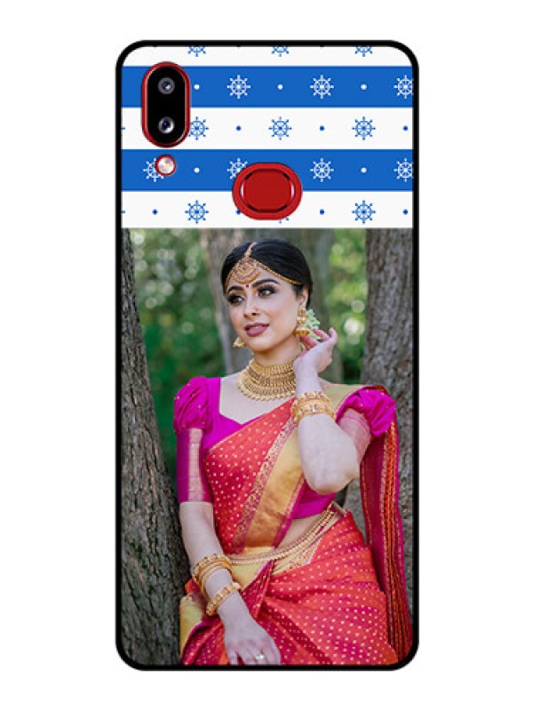 Custom Galaxy A10s Photo Printing on Glass Case - Snow Pattern Design