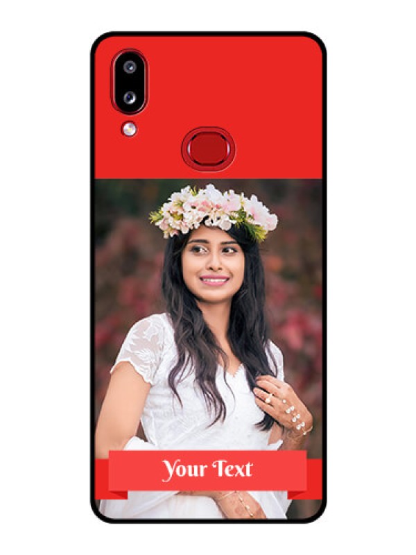 Custom Galaxy A10s Custom Glass Phone Case - Simple Red Color Design