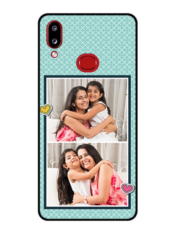 Custom Galaxy A10s Custom Glass Phone Case - 2 Image Holder with Pattern Design