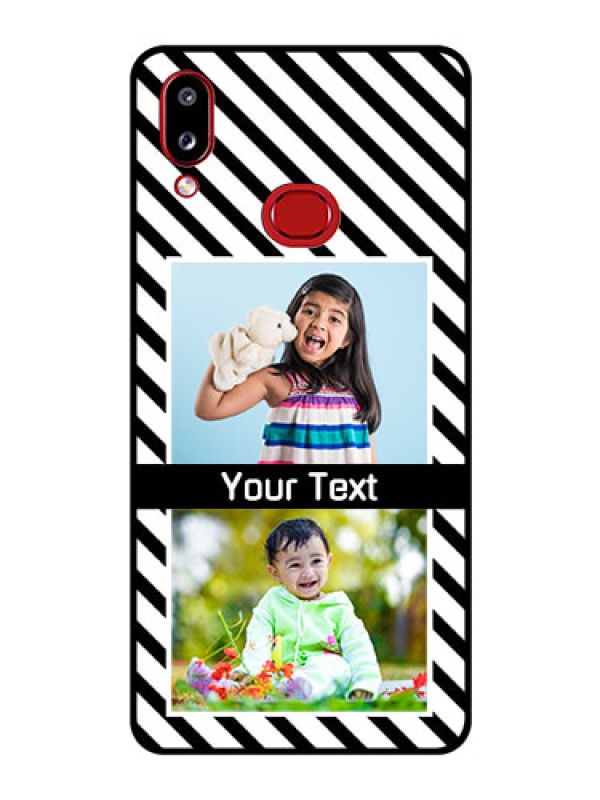 Custom Galaxy A10s Photo Printing on Glass Case - Black And White Stripes Design