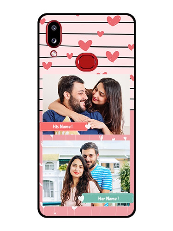 Custom Galaxy A10s Custom Glass Mobile Case - Photo with Heart Design